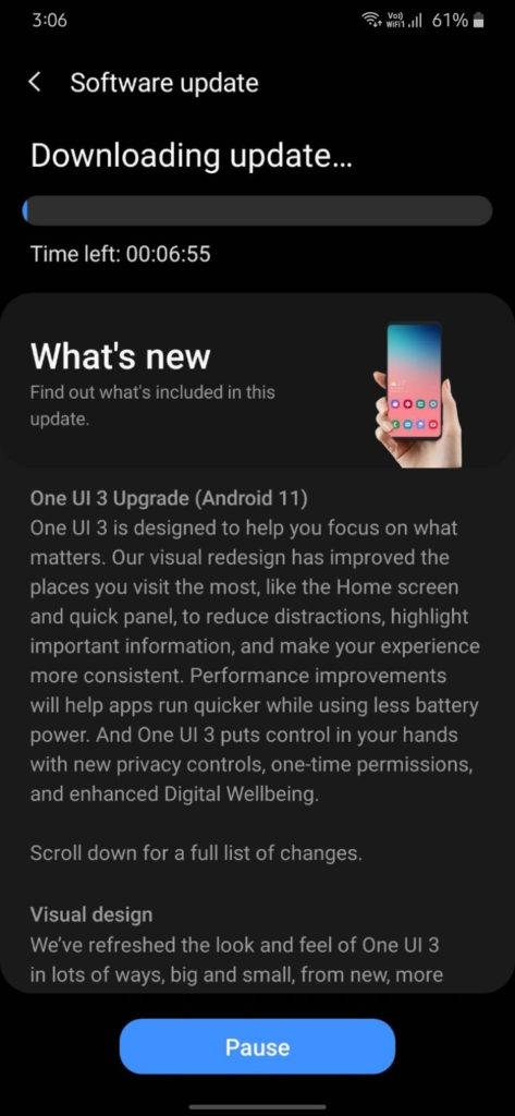 Samsung Galaxy A50s OneUI 3.1 OTA update with Android 11