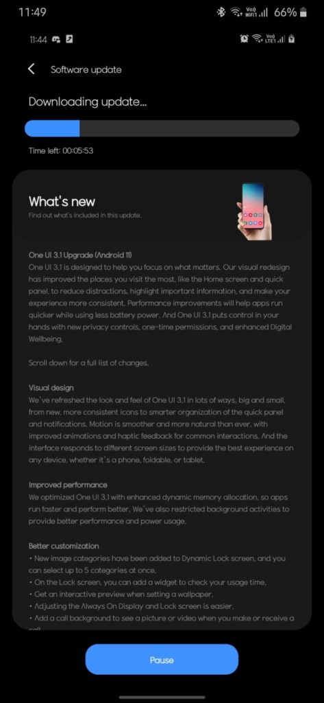 Samsung Galaxy A71 gets OneUI 3.1 OTA update