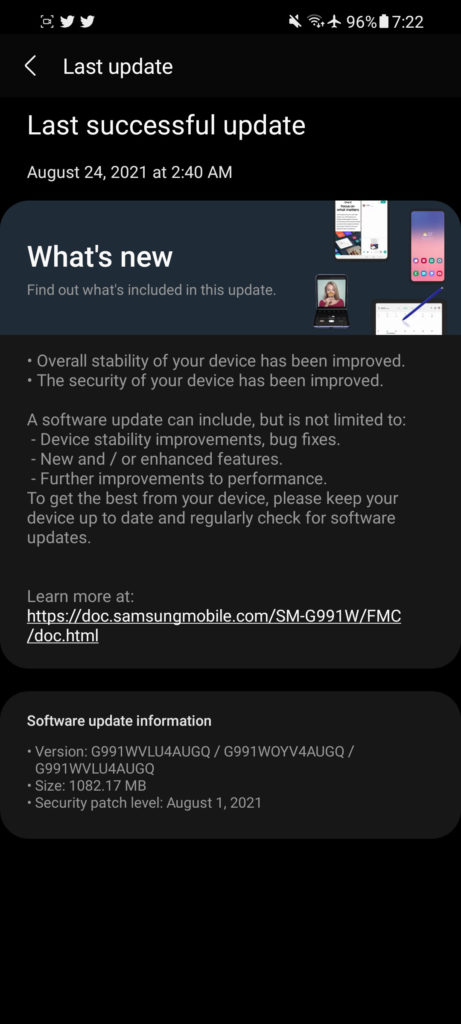 Samsung's August 2021 Security Patch Brings OneUI 3.1.1 and VoNR For Galaxy S21 Series 2 Samsung Galaxy S21 One UI 3.1.1 firmwae update
