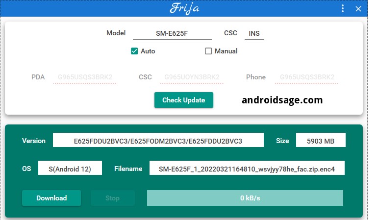 Download Samsung Galaxy F62 One UI 4.1 firmware update via Frija downloader