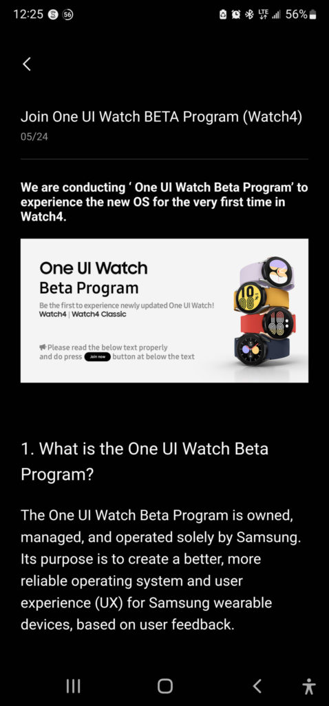 Galaxy Watch 4 One UI Beta Program sign up LIVE