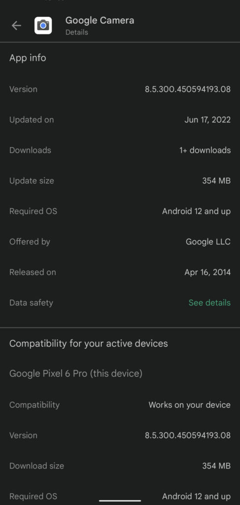Google Camera 8.5.300 update