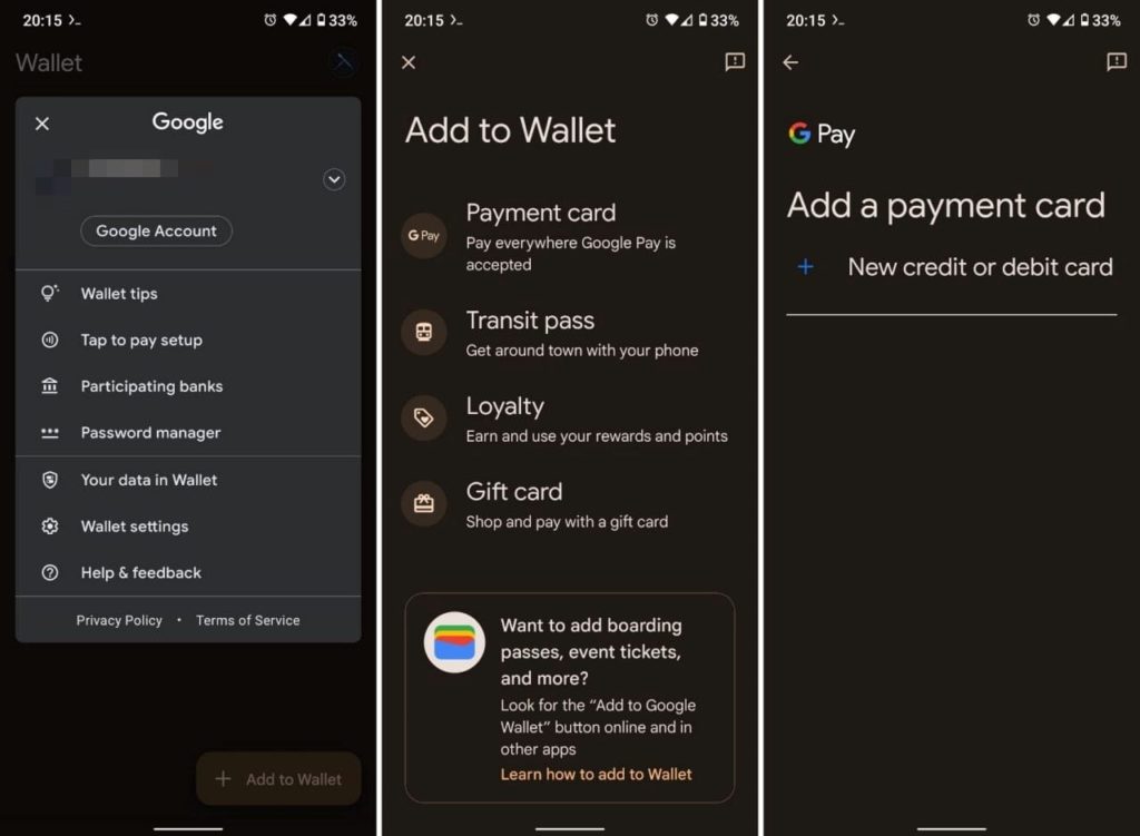 Google Wallet screenshot 2 min