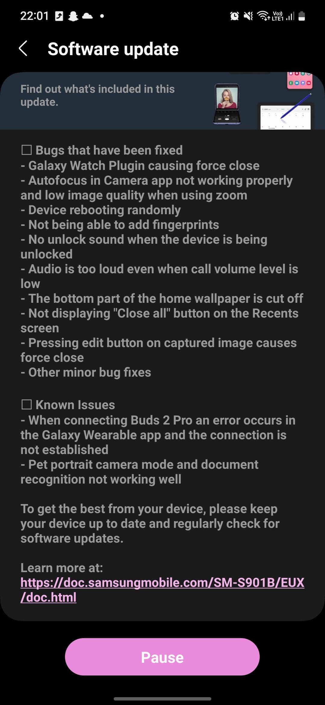 Galaxy S22 One UI 5 beta 5 OTA update 488MB