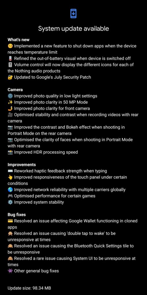 Nothing OS 2.0.2 OTA update for Phone 2