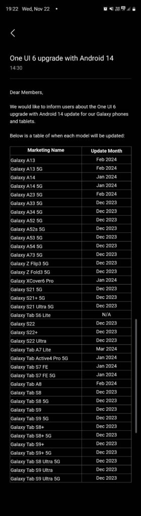One UI 6 rollout schedule for Singapore