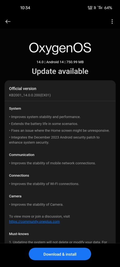OnePlus released official OXYGEN OS 14 in OnePlus 8T