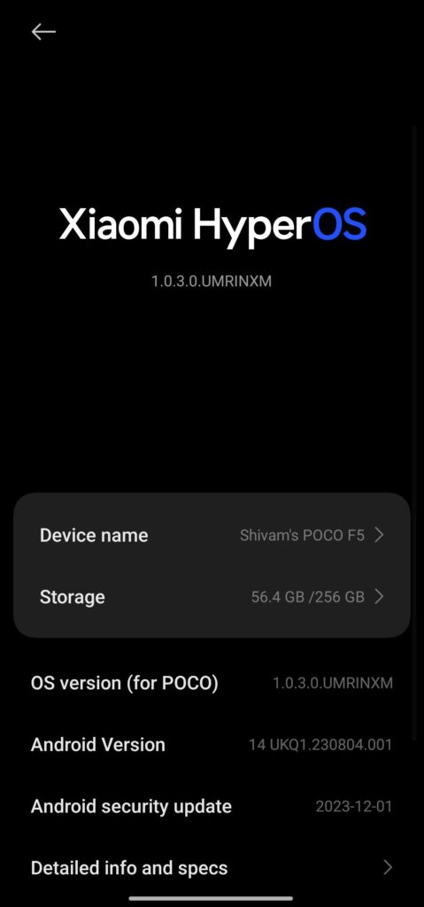Poco F5 Indian updated to HyperOS