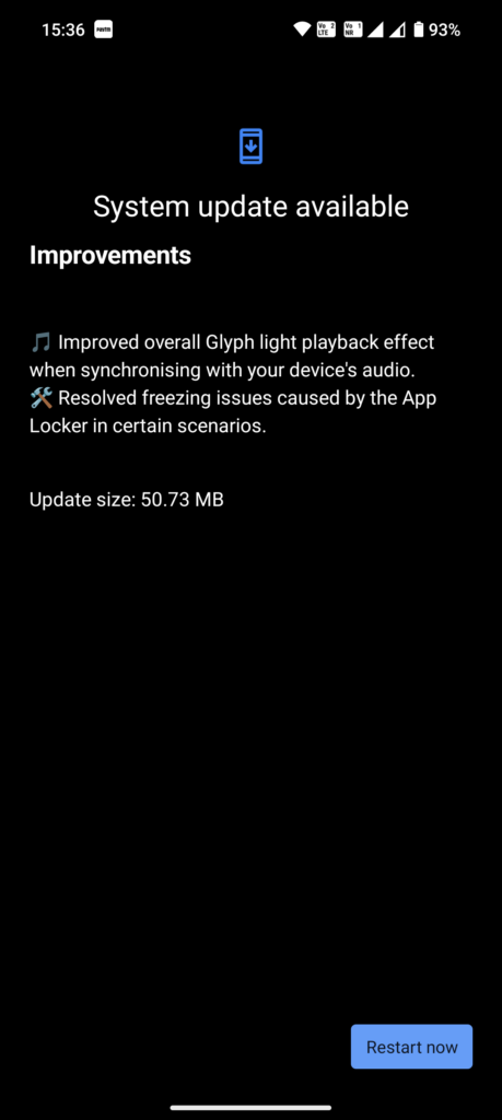 Nothing OS 2.5.1a Hotfix update for Phone 2