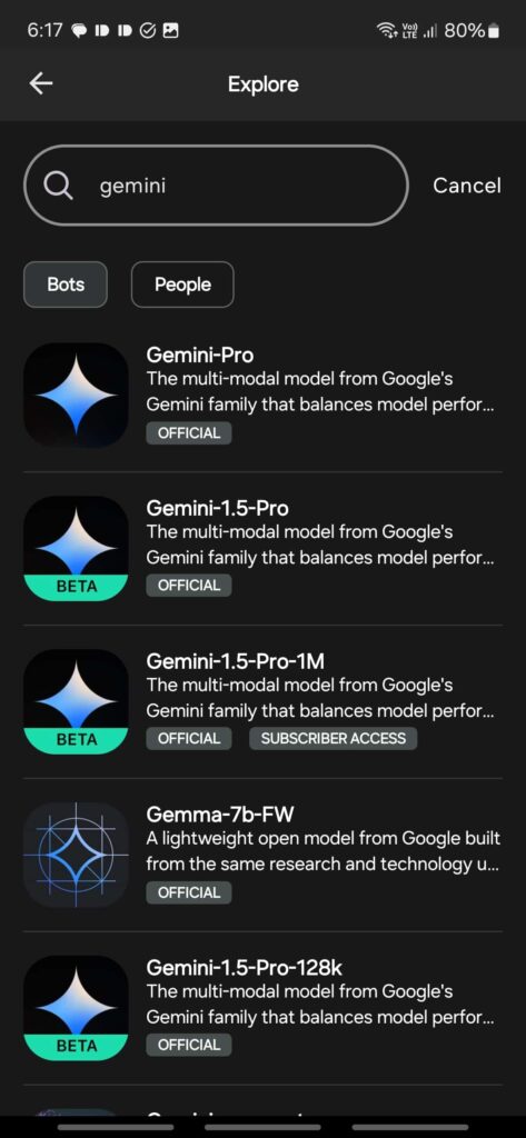 Poe with Gemini