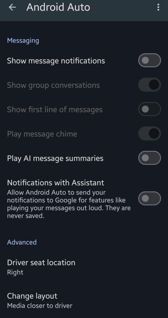 You can now completely disable message notifications on Android Auto