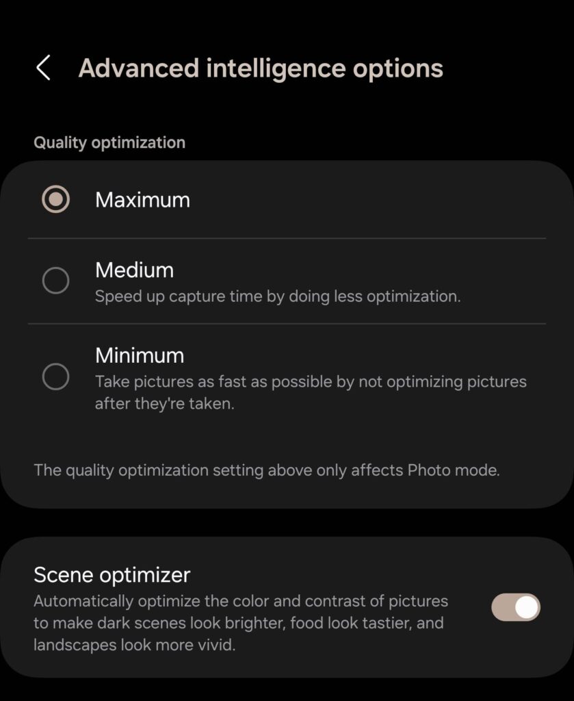 The Samsung Galaxy AI Features are Ruining Camera Photos, But There are Possible Fixes 5 Maximum and Minimum Advanced Intelligence Options