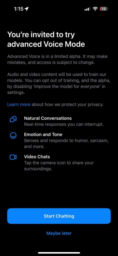 ChatGPT Advanced Voice Mode