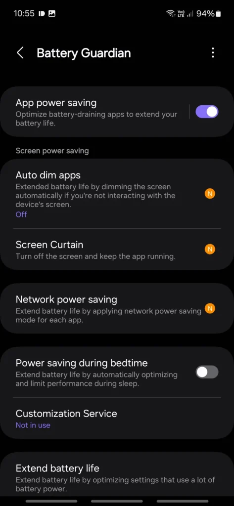 Samsung Good Guardians 7.0 Supports One UI 7 Android 15 3 Screenshot Battery Guardian