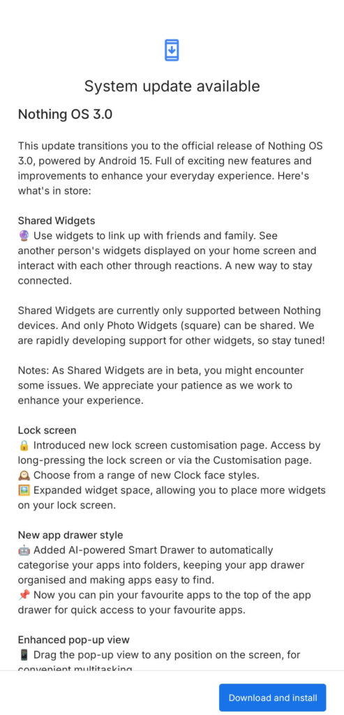 Nothing OS 3.0 stable update for Phone 2